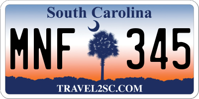SC license plate MNF345
