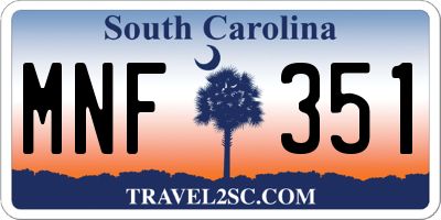 SC license plate MNF351