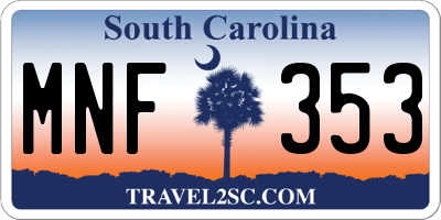 SC license plate MNF353