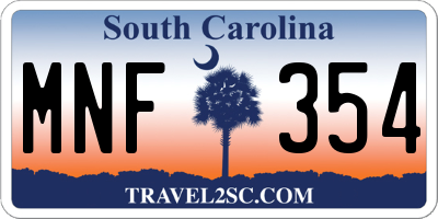 SC license plate MNF354