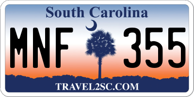 SC license plate MNF355
