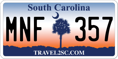 SC license plate MNF357