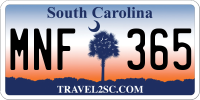 SC license plate MNF365