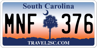 SC license plate MNF376