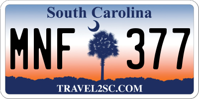 SC license plate MNF377