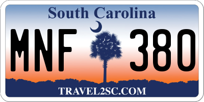 SC license plate MNF380