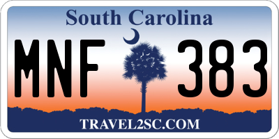 SC license plate MNF383