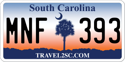 SC license plate MNF393
