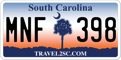 SC license plate MNF398