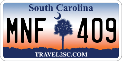SC license plate MNF409