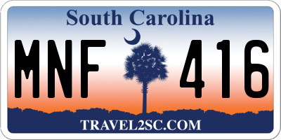 SC license plate MNF416