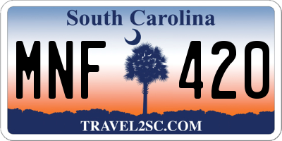 SC license plate MNF420