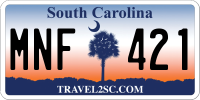SC license plate MNF421