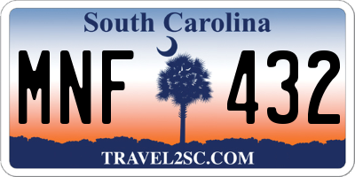 SC license plate MNF432