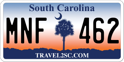 SC license plate MNF462