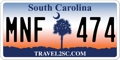 SC license plate MNF474