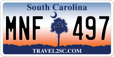 SC license plate MNF497