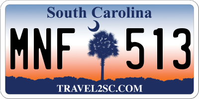 SC license plate MNF513