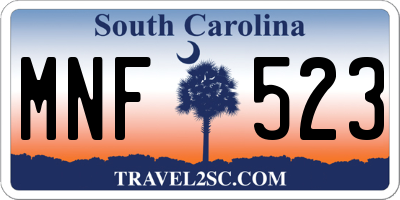 SC license plate MNF523