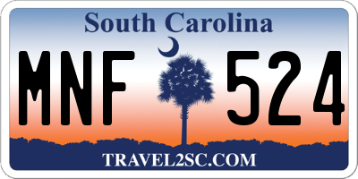 SC license plate MNF524
