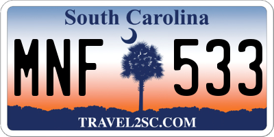 SC license plate MNF533