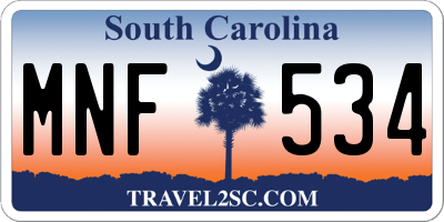 SC license plate MNF534