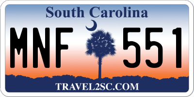 SC license plate MNF551