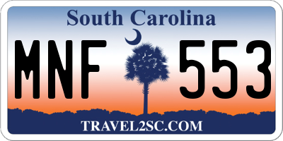 SC license plate MNF553
