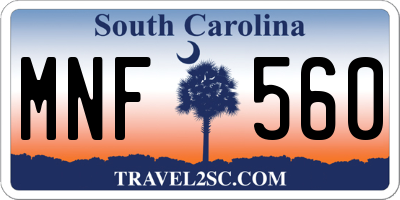 SC license plate MNF560