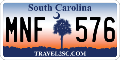 SC license plate MNF576