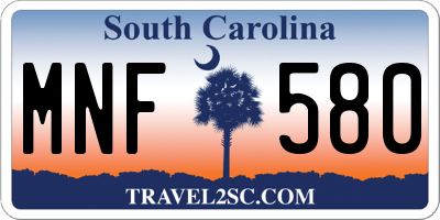 SC license plate MNF580