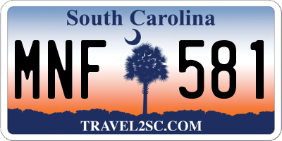 SC license plate MNF581