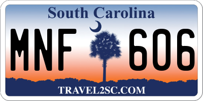 SC license plate MNF606
