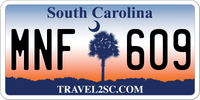 SC license plate MNF609