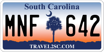 SC license plate MNF642