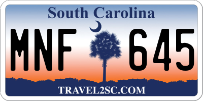 SC license plate MNF645