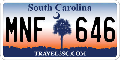 SC license plate MNF646