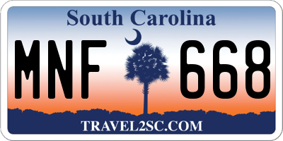 SC license plate MNF668