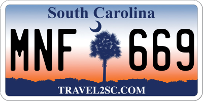 SC license plate MNF669