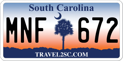 SC license plate MNF672