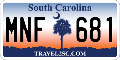 SC license plate MNF681