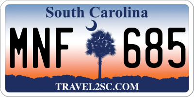 SC license plate MNF685
