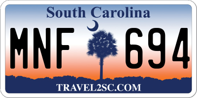 SC license plate MNF694