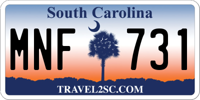 SC license plate MNF731