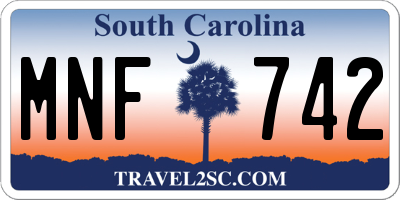 SC license plate MNF742