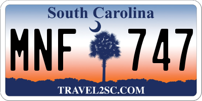 SC license plate MNF747