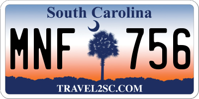 SC license plate MNF756