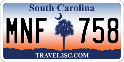 SC license plate MNF758