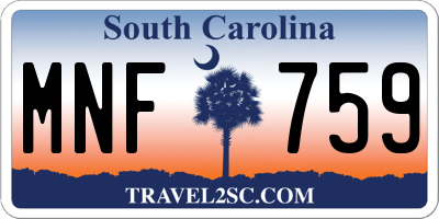 SC license plate MNF759