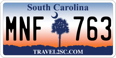 SC license plate MNF763